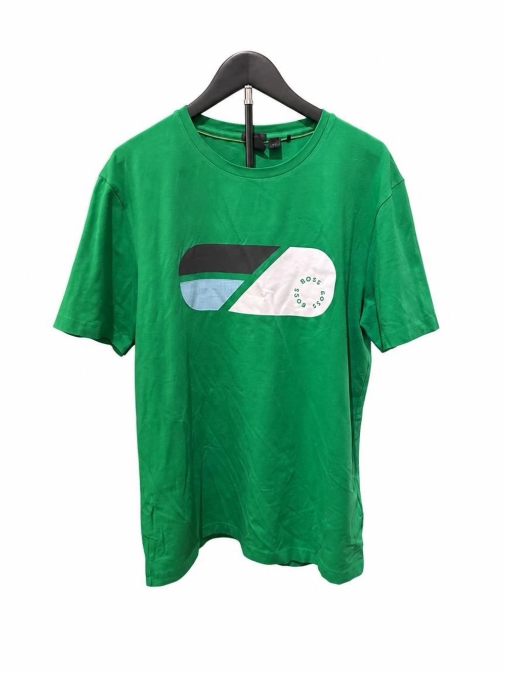 BOSS Green Short-Sleeve Logo Graphic Tee - Green, Black, White, Light Blue